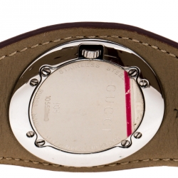 Gucci Silver White 104 Bandeau Leather Women's Wristwatch 31 mm