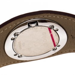 Gucci Silver White 104 Bandeau Leather Women's Wristwatch 31 mm