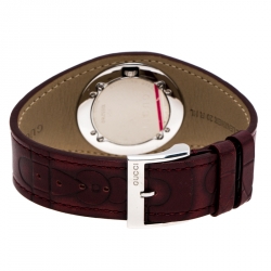 Gucci Silver White 104 Bandeau Leather Women's Wristwatch 31 mm