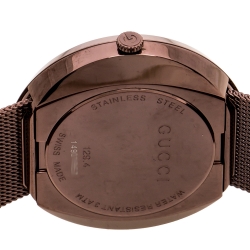Pre Owned Gucci Grey Dial Bronze Tone Stainless Steel U-Play 129.4 Women's Wristwatch 35 mm