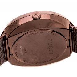 Pre Owned Gucci Grey Dial Bronze Tone Stainless Steel U-Play 129.4 Women's Wristwatch 35 mm