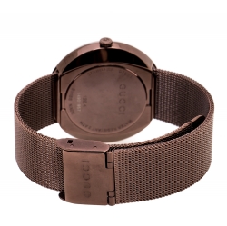 Pre Owned Gucci Grey Dial Bronze Tone Stainless Steel U-Play 129.4 Women's Wristwatch 35 mm