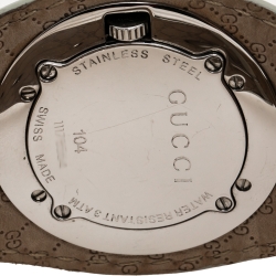 Gucci White Stainless Steel Leather G-Bandeau 104 Women's Wristwatch 31 mm