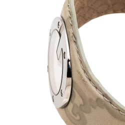 Gucci White Stainless Steel Leather G-Bandeau 104 Women's Wristwatch 31 mm