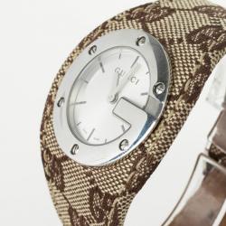 Pre Owned Gucci G Bandeau Fabric Strap Womens Wristwatch 35 MM