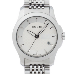 Gucci Silver White Stainless Steel G-Timeless 126.5 Women's Wristwatch 27 mm