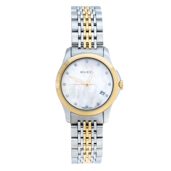 Gucci Mother of Pearl Two-Tone Stainless Steel Diamonds G-Timeless   Women's Wristwatch 27 mm Gucci | TLC