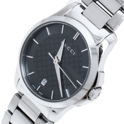 Pre Owned Gucci Grey Stainless Steel G-Timeless 126.4 Women's Wristwatch 27 mm