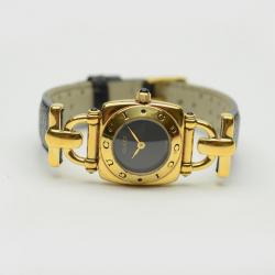 Gucci SS Leather Womens Wristwatch 21 MM