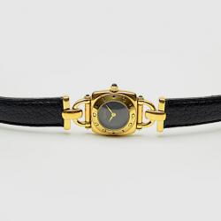Gucci SS Leather Womens Wristwatch 21 MM