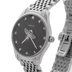 Gucci Black Stainless Steel G-Timeless YA1264154 Women's Wristwatch 36 mm 