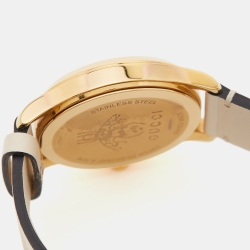 Gucci White Gold Plated Stainless Steel Leather G-Timeless YA1264096 Women's Wristwatch 38 mm