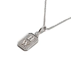 Pre Owned Harry Winston Platinium H W Logo Charm 49 Diamonds Necklace