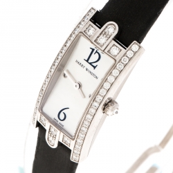 Pre Owned Harry Winston Mother of Pearl Diamond 18k White Gold 332LQW Women's Wristwatch 15MM