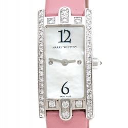 Harry Winston Mother of Pearl 18k White Gold Diamond 332LQW Women's Wristwatch 15 mm