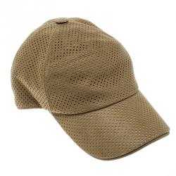Pre Owned Hermes Brown Perforated Suede Cap Size 58