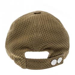 Pre Owned Hermes Brown Perforated Suede Cap Size 58