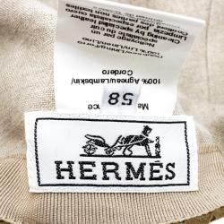 Pre Owned Hermes Brown Perforated Suede Cap Size 58