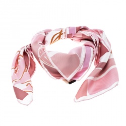 Pre Owned Hermes Pink Sea Surf and Sun Silk Twill Square Scarf