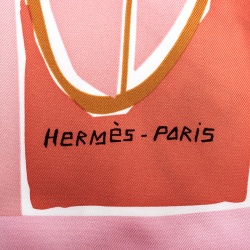 Pre Owned Hermes Pink Sea Surf and Sun Silk Twill Square Scarf