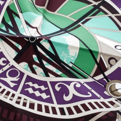 Pre Owned Hermes Mecanique Du Temps Ultra Violet Printed Silk Square Scarf