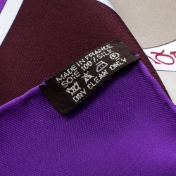 Pre Owned Hermes Mecanique Du Temps Ultra Violet Printed Silk Square Scarf