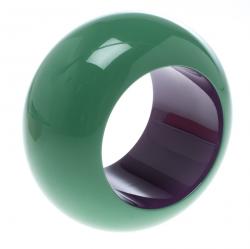Pre Owned Hermes Green & Purple Dune Bois Laqué Wide Bangle Bracelet
