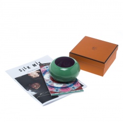 Pre Owned Hermes Green & Purple Dune Bois Laqué Wide Bangle Bracelet