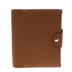 Pre Owned Hermes Gold Togo Leather Small Ulysee Agenda Cover