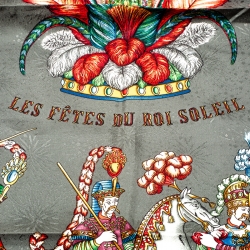 Pre Owned Hermes Grey Silk Jacquard Les Fetes Du Roi Soleil Square Scarf 
