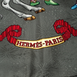 Pre Owned Hermes Grey Silk Jacquard Les Fetes Du Roi Soleil Square Scarf 