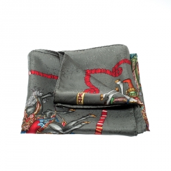 Pre Owned Hermes Grey Silk Jacquard Les Fetes Du Roi Soleil Square Scarf 
