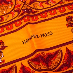 Pre Owned Hermes Orange Silk Carre Ciels Byzantins Square Scarf