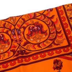 Pre Owned Hermes Orange Silk Carre Ciels Byzantins Square Scarf