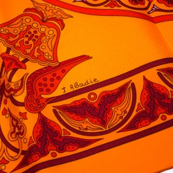 Pre Owned Hermes Orange Silk Carre Ciels Byzantins Square Scarf