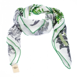 Pre Owned Hermes White La Promenade De Platon Printed Silk Scarf