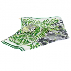 Pre Owned Hermes White La Promenade De Platon Printed Silk Scarf