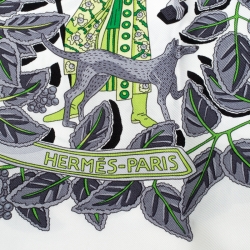 Pre Owned Hermes White La Promenade De Platon Printed Silk Scarf