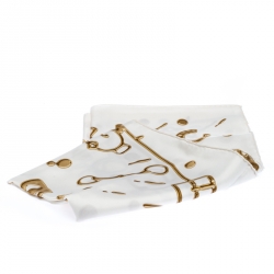 Pre Owned Hermes White Cheval Fusion Printed Silk Scarf