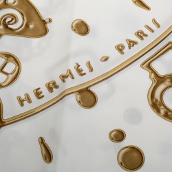 Pre Owned Hermes White Cheval Fusion Printed Silk Scarf