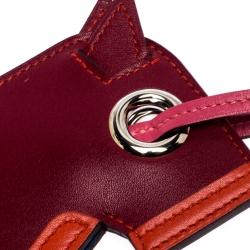 Pre Owned Hermes Rouge/Capucine Leather Camail Key Holder