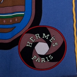 Pre Owned Hermès Multicolor Striped Silk Twill Sequences Scarf