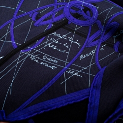 Pre Owned Hermes Purple & Black Petit Duc Print Silk Scarf