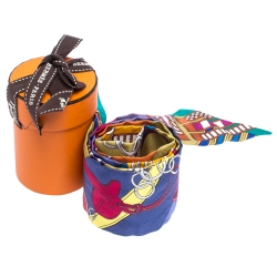 Pre Owned Hermès Multicolor Brides et Gris-Gris Silk Twilly Scarf