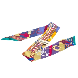 Pre Owned Hermès Multicolor Brides et Gris-Gris Silk Twilly Scarf
