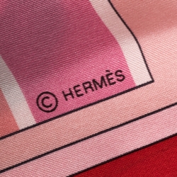Pre Owned Hermes Pink & Red Couvertures Nouvelles Print Silk Scarf