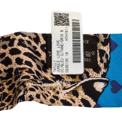 Pre Owned Hermes Blue Jungle Love Print Silk Twilly 