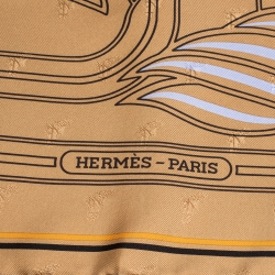 Hermes Brown Quadrige Au Fil Silk Square Scarf 