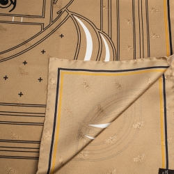 Hermes Brown Quadrige Au Fil Silk Square Scarf 