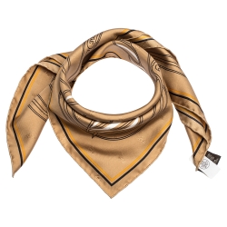 Hermes Brown Quadrige Au Fil Silk Square Scarf 
